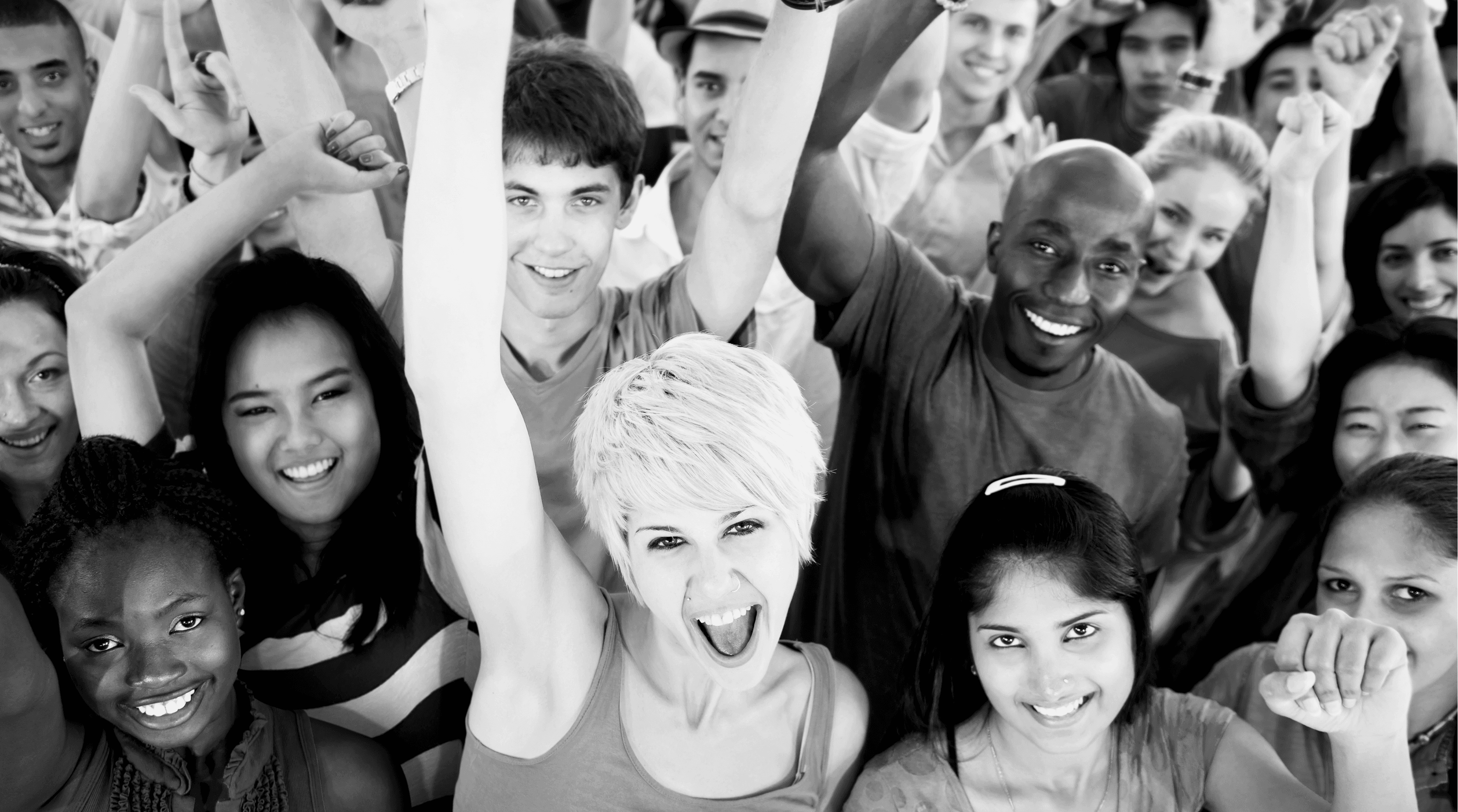 Cheerful group of diverse people.