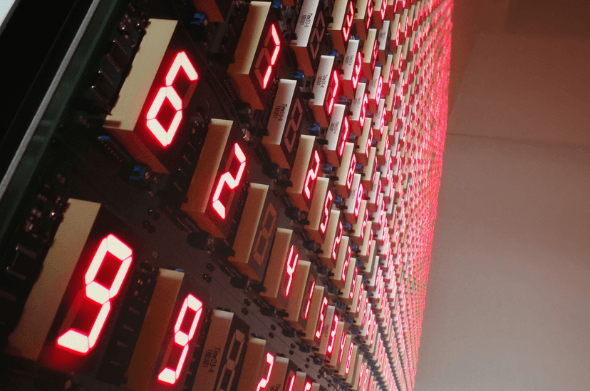 Keypad with red lighting.