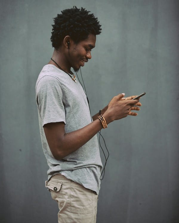 A man uses his mobile phone